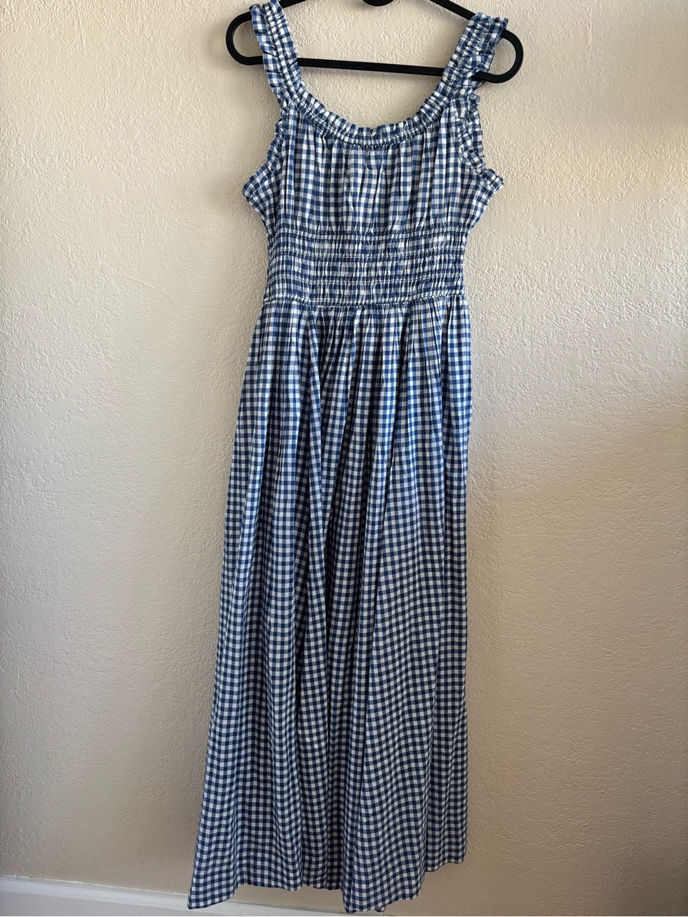 NWT Doen Emmaretta checked organic cotton-blend voile midi dress blue size XS - Picture 3 of 12
